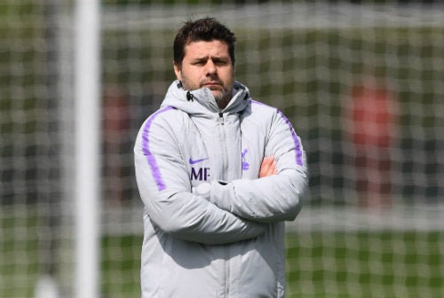 Pochettino durante un entrenamiento con los Spurs