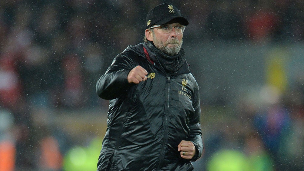 Klopp festeja en un partido del Liverpool