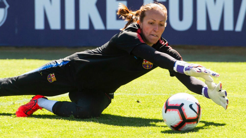 Pamela Tajonar durante un entrenamiento del Barça Femenil