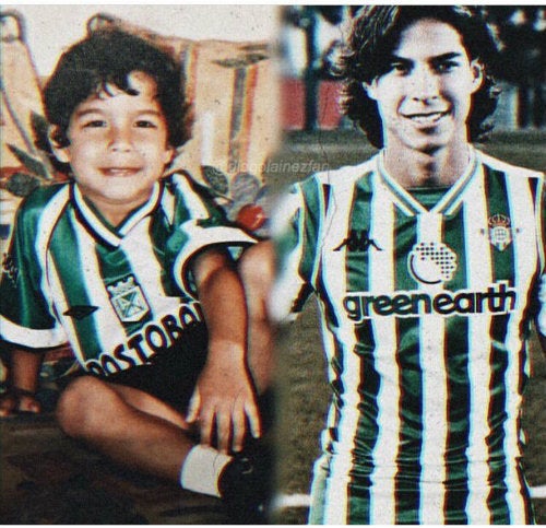 Diego Lainez de pequeño y actualmente militando en el Betis