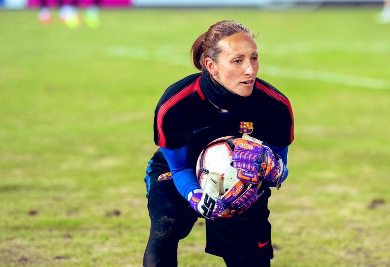 Pamela Tajonar durante un entrenamiento del Barça Femenil