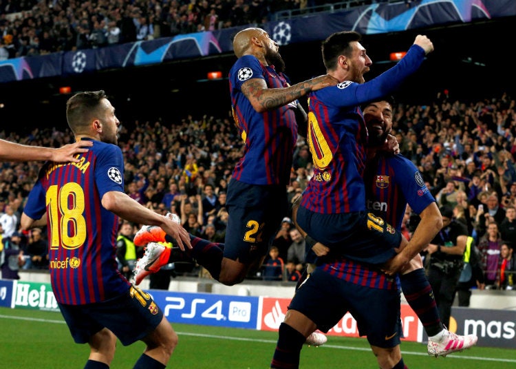 Barcelona festeja gol de Messi en el Nou Camp