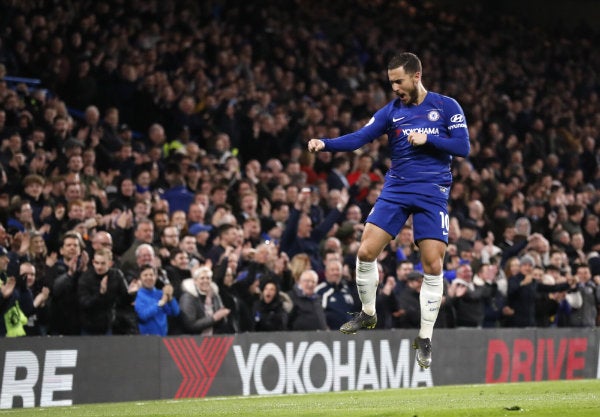 Hazard celebra una anotación frente al West Ham