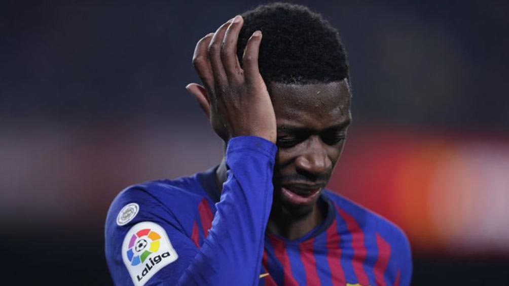 Dembélé en lamento durante un partido del Barcelona 