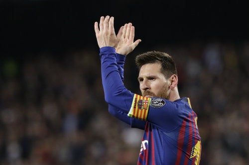 Messi celebra un gol con el Barcelona 