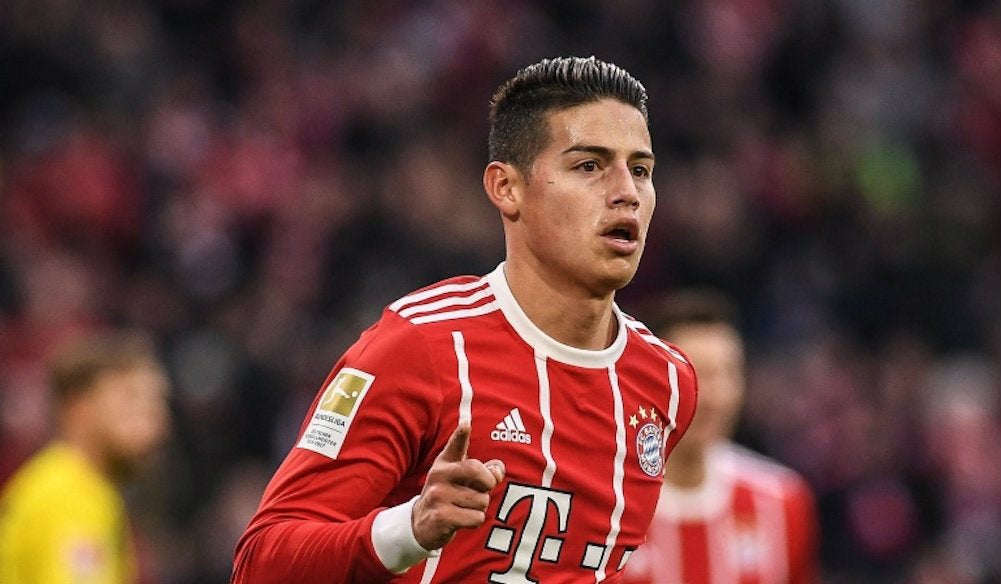 James Rodríguez durante un juego del Bayern