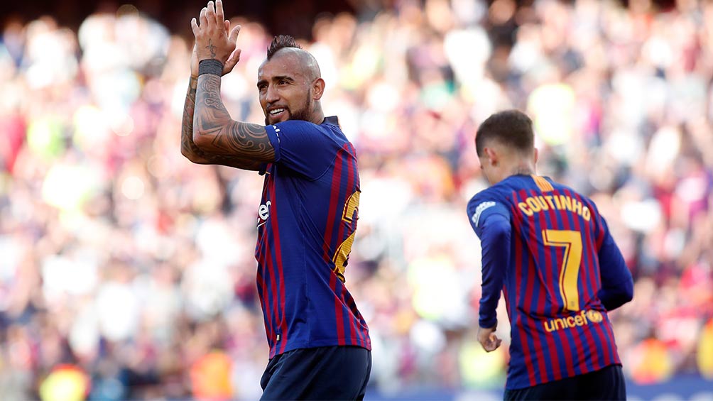 Vidal celebrando un gol ante el Getafe 