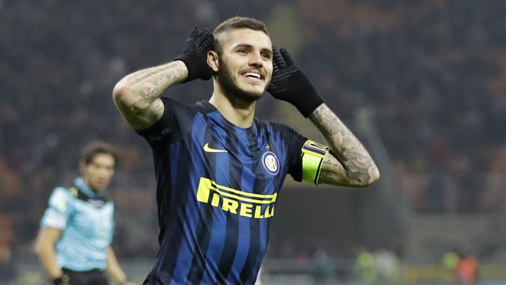 Icardi festeja en un partido del Inter