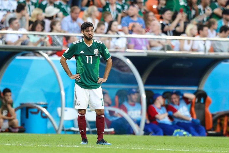 Carlos Vela durante un juego con México en el Mundial de Rusia