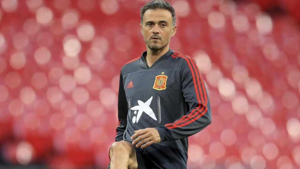 Luis Enrique, en un entrenamiento de La Furia Roja 