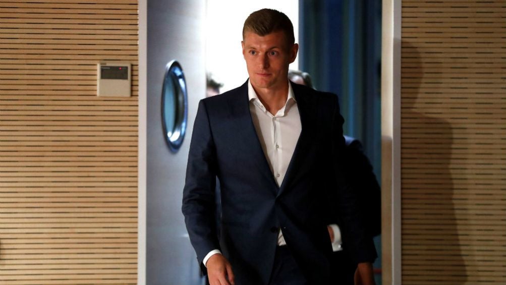 Toni Kroos, a su llegada a la conferencia tras renovar con el Madrid