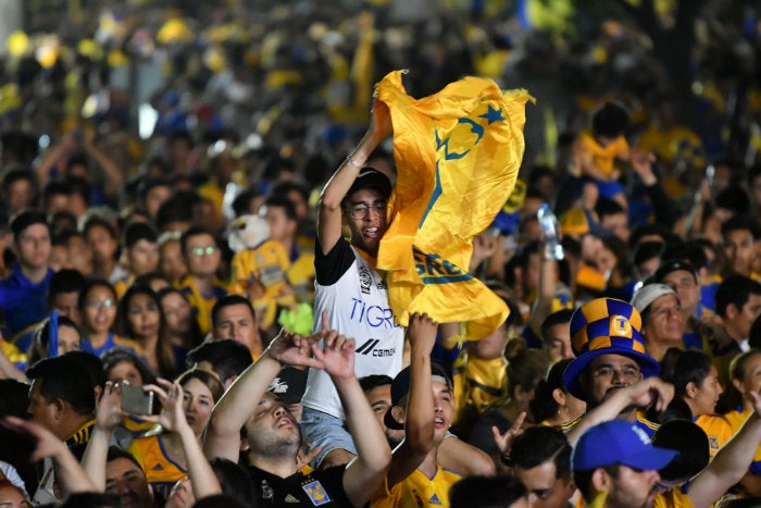 Aficionados de Tigres en festejo