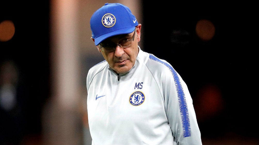 Maurizio Sarri, durante un entrenamiento con el Chelsea