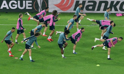 Jugadores del Chelsea en un entrenamiento 