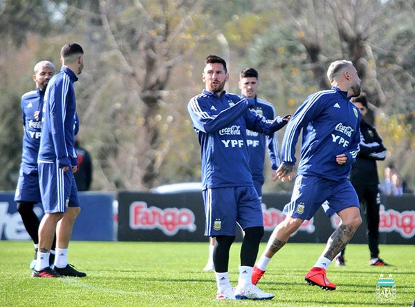 Jugadores de Argentina, durante entrenamiento 