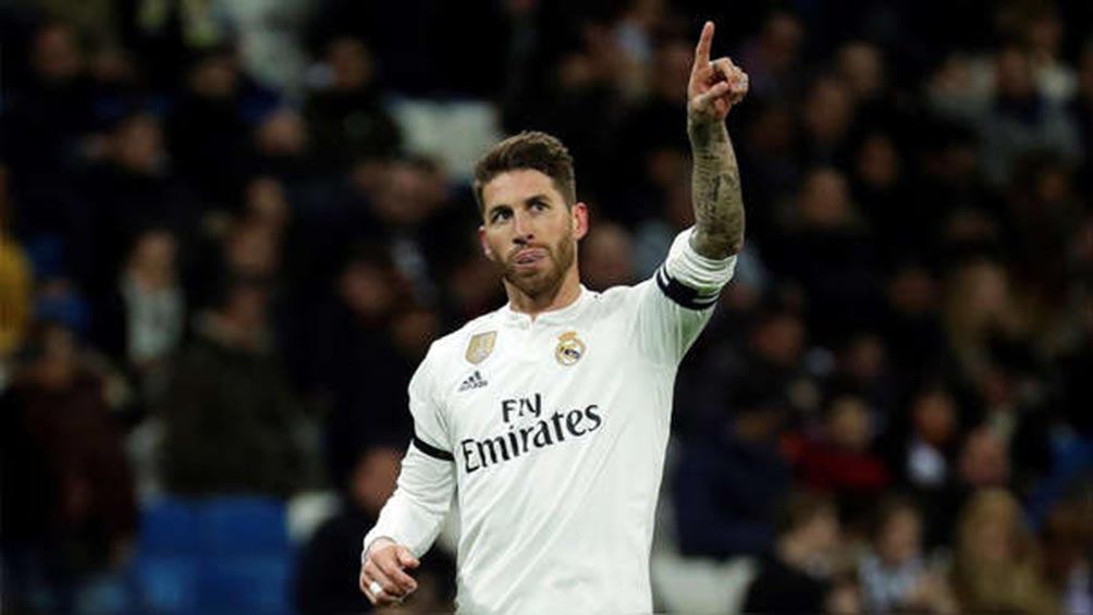 Sergio Ramos celebra una acción del Real Madrid