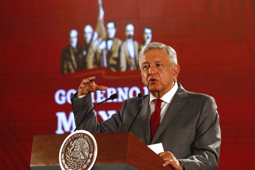 López Obrador durante una conferencia de prensa 