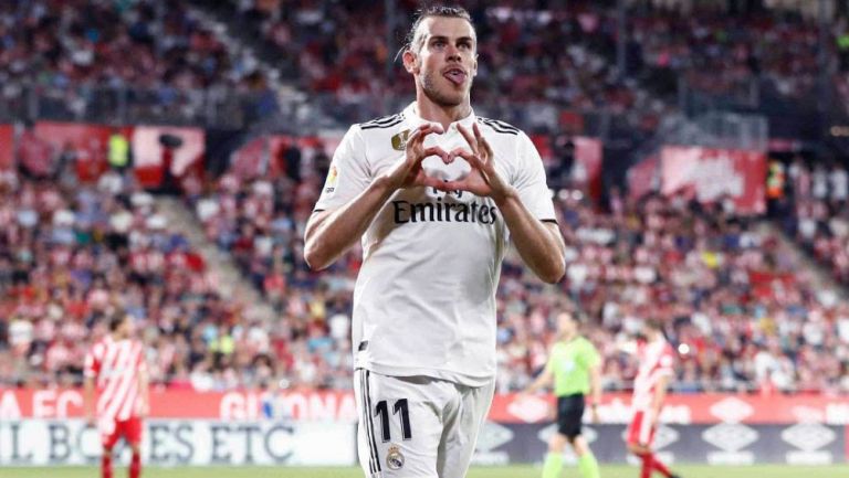 Bale celebra un tanto con el Real Madrid en La Liga