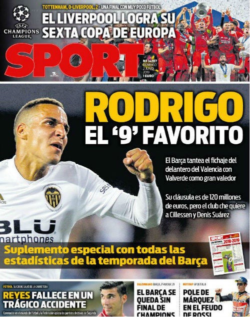 Portada del diario Sport