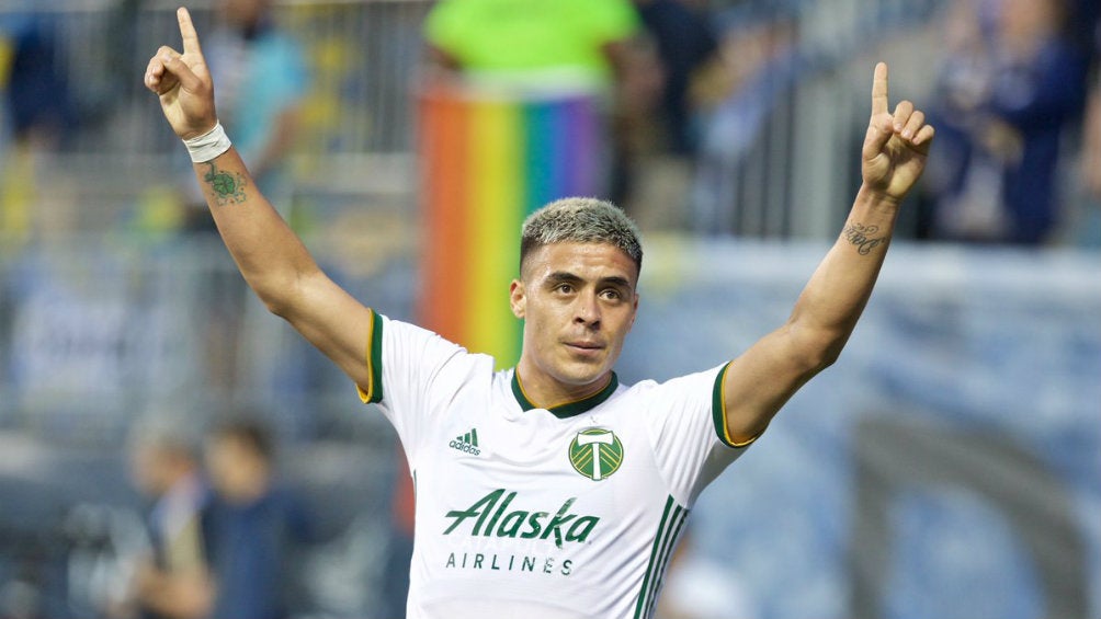 Brian Fernández celebra una anotación con el Portland Timbers