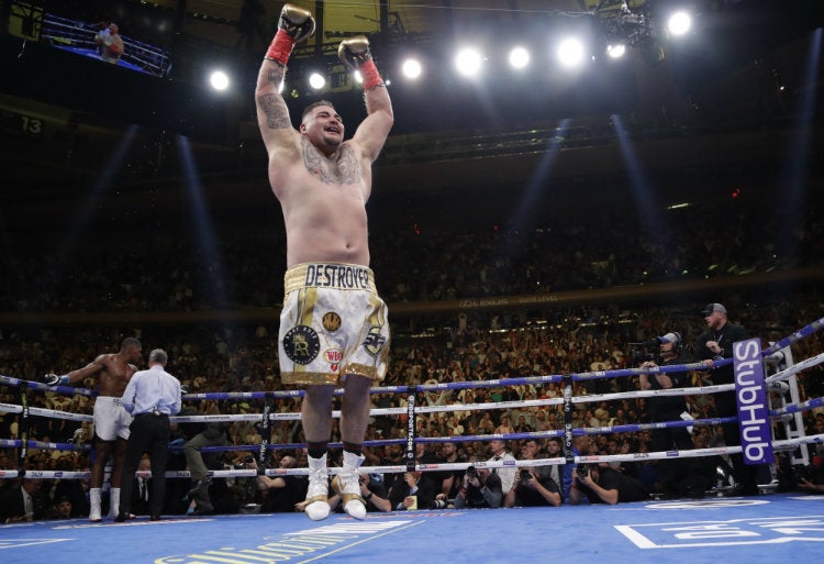 Andy Ruiz festeja triunfo en el Madison Square Garden