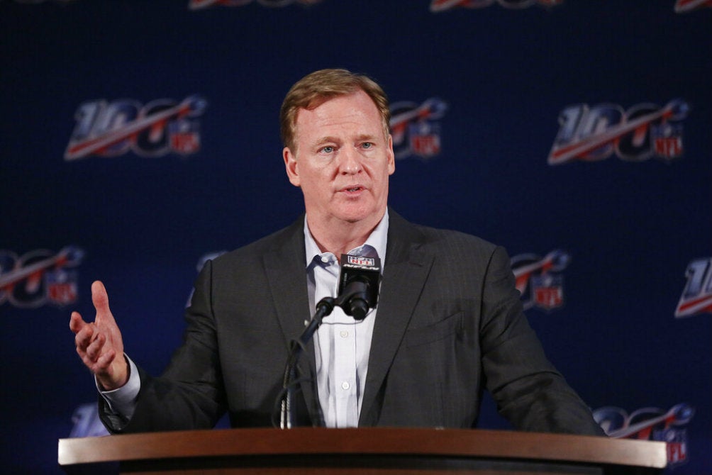 Roger Goodell, durante conferencia ante los medios