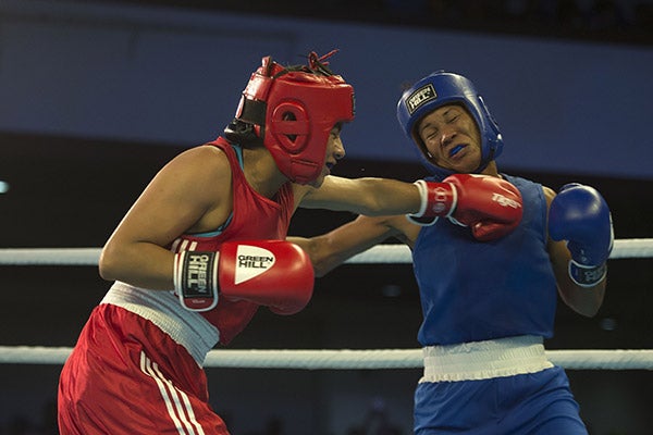 Esmeralda Falcón, durante pelea en Juegos Centroamericanos y del Caribe 