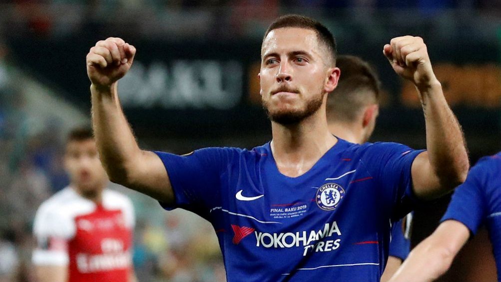 Eden Hazard festeja un gol con el Chelsea