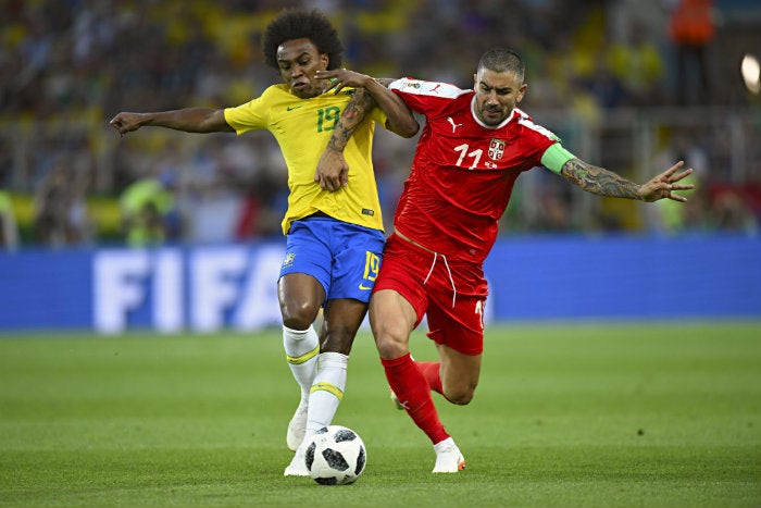 Willian, durante un partido de Brasil en Rusia 2018