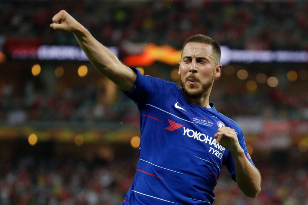 Hazard celebra un gol con Chelsea