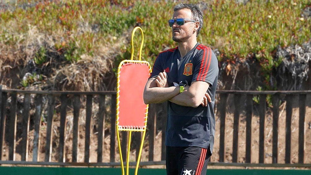 Luis Enrique en un partido con la selección de España