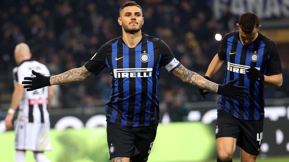 Mauro Icardi festeja gol con Inter de Milán