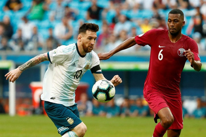 Messi en un partido con la selección de Argentina 