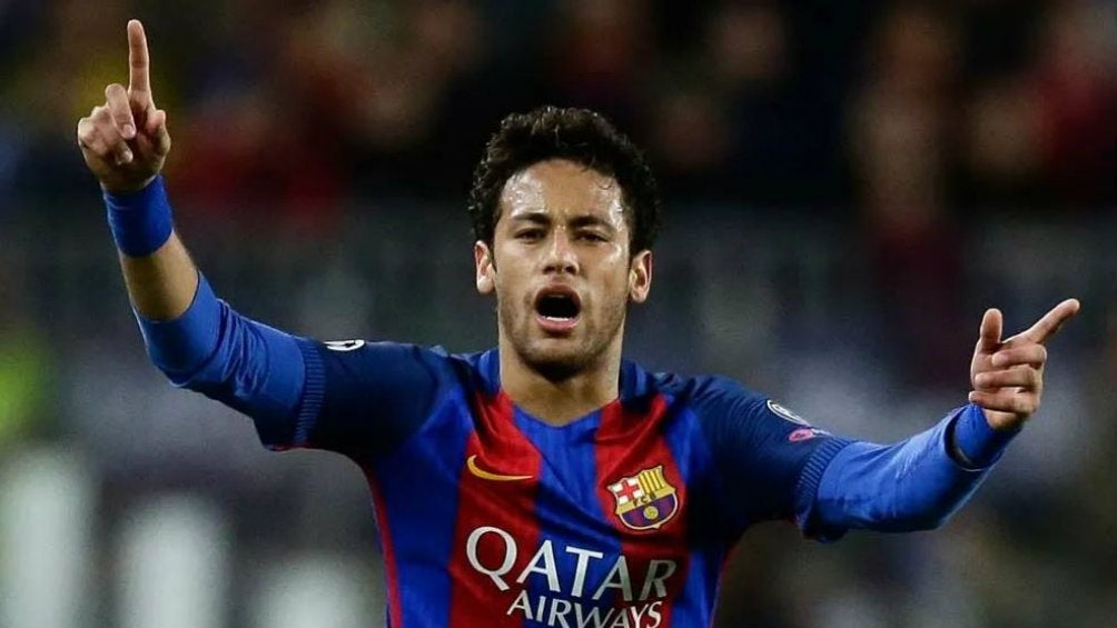 Neymar en festejo de gol con el Barcelona 