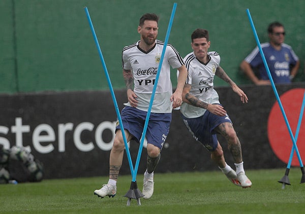 Messi, durante entrenamiento de Argentina 