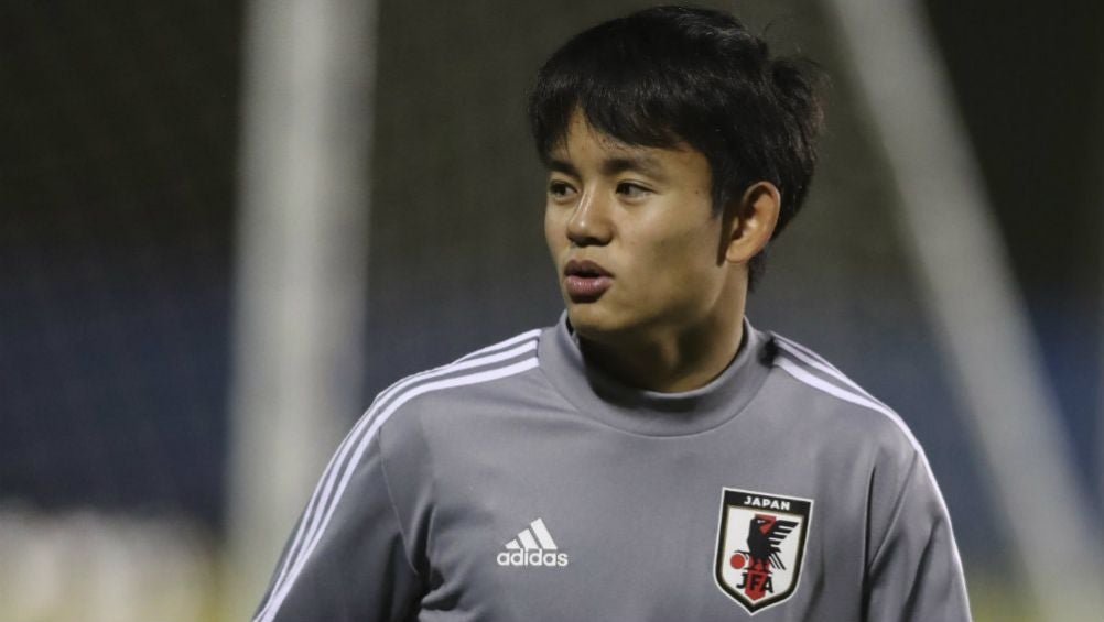 Kubo, durante un entrenamiento de Japón