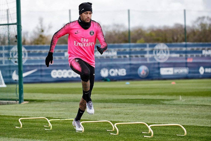 Neymar, en un entrenamiento del PSG