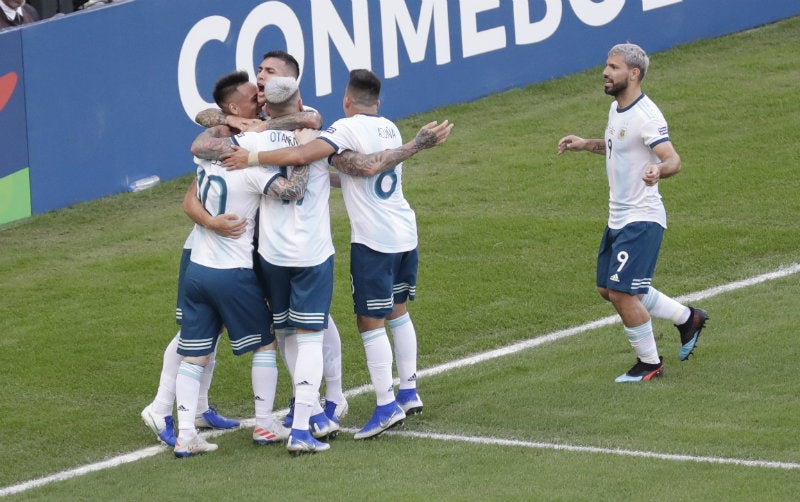 Festejo de jugadores de Argentina en el Maracaná