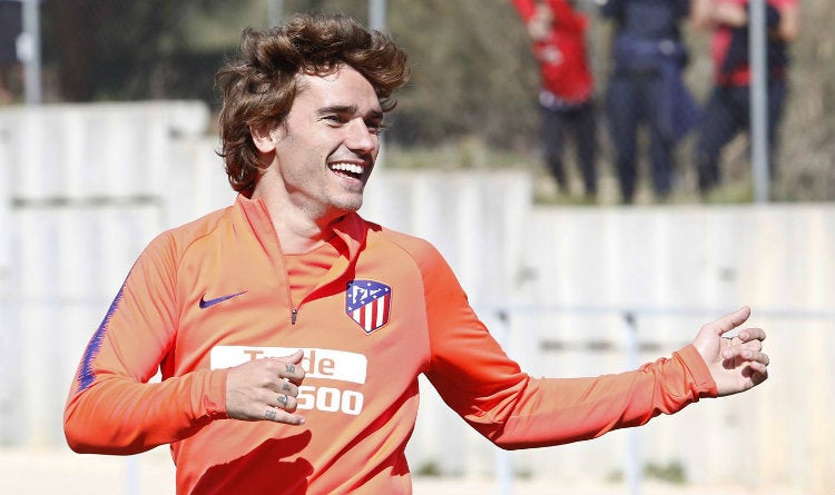 Antoinne Griezmann, durante un entrenamiento con los colchoneros