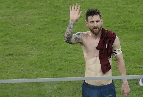 Messi festeja un triunfo sobre Venezuela