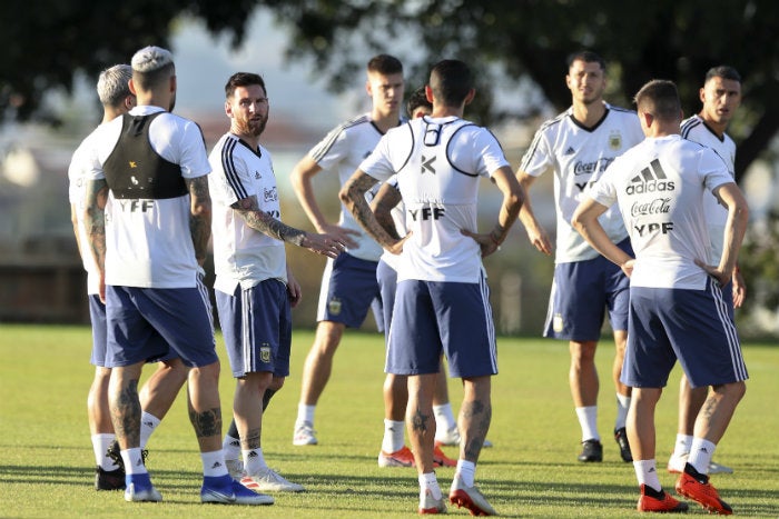 Seleccionados de Argentina durante un entrenamiento 