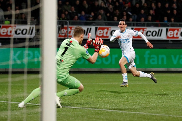 Lozano, en un partido del PSV