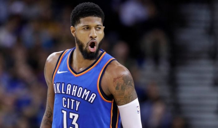 Paul George durante un juego de los Thunder