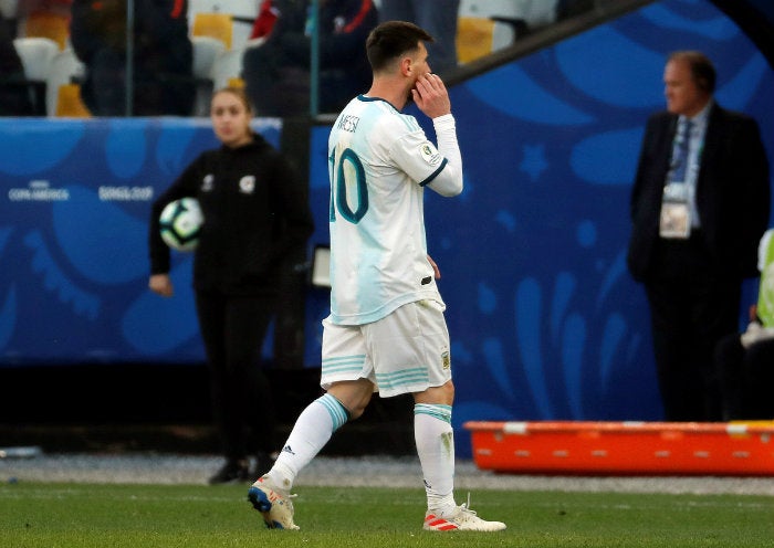 Messi durante un partido con Argentina 