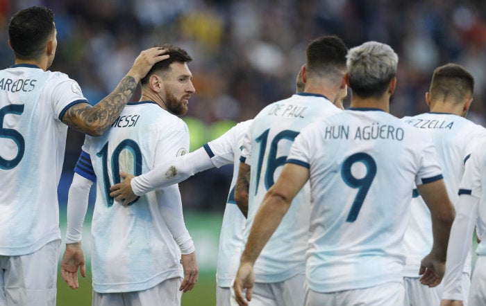 Jugadores de Argentina, durante el partido ante Chile