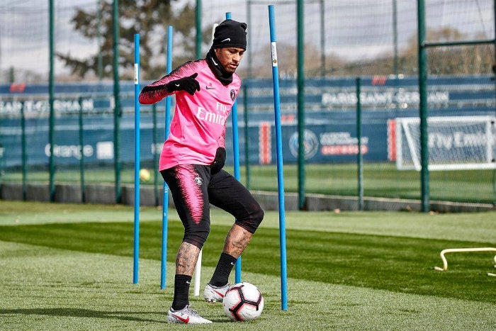 Neymar, en un entrenamiento del PSG