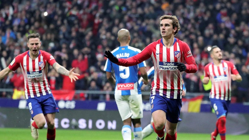 Griezmann festeja un gol con el Atlético 