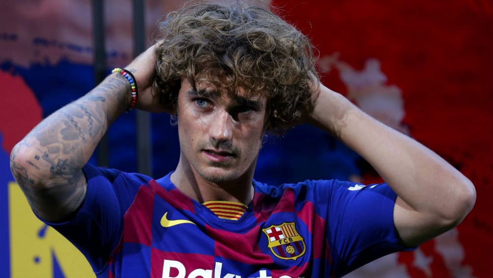 Griezmann, durante su presentación con el Barcelona