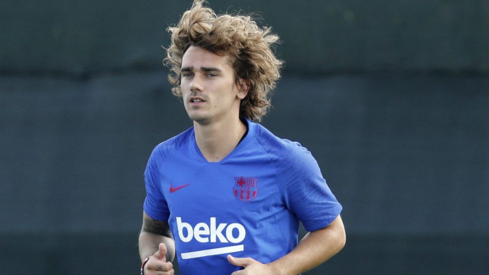 Antoine Griezmann, en su primer práctica con el Barcelona