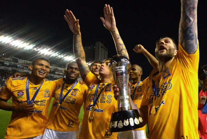 Jugadores de Tigres festejan título